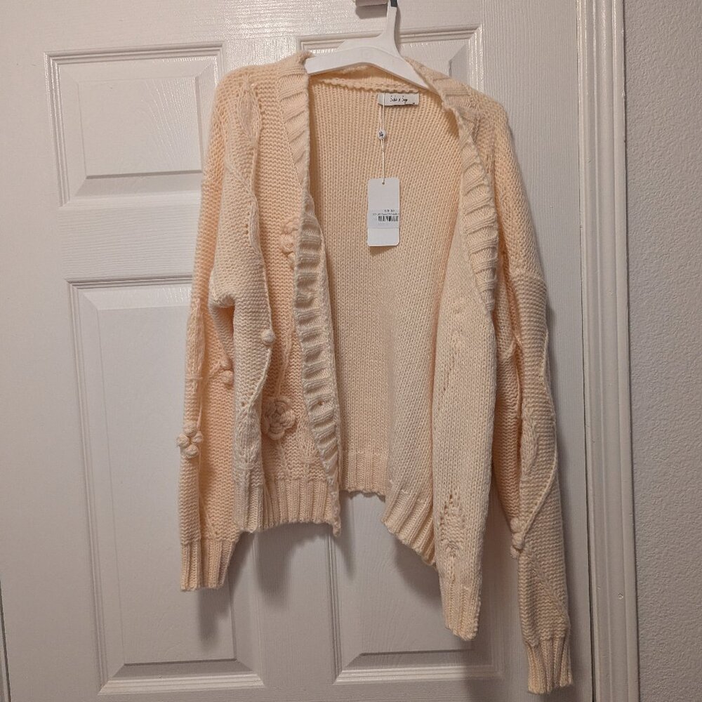 Sadie and Sage Rosie 3D Sweater Cardigan NWT